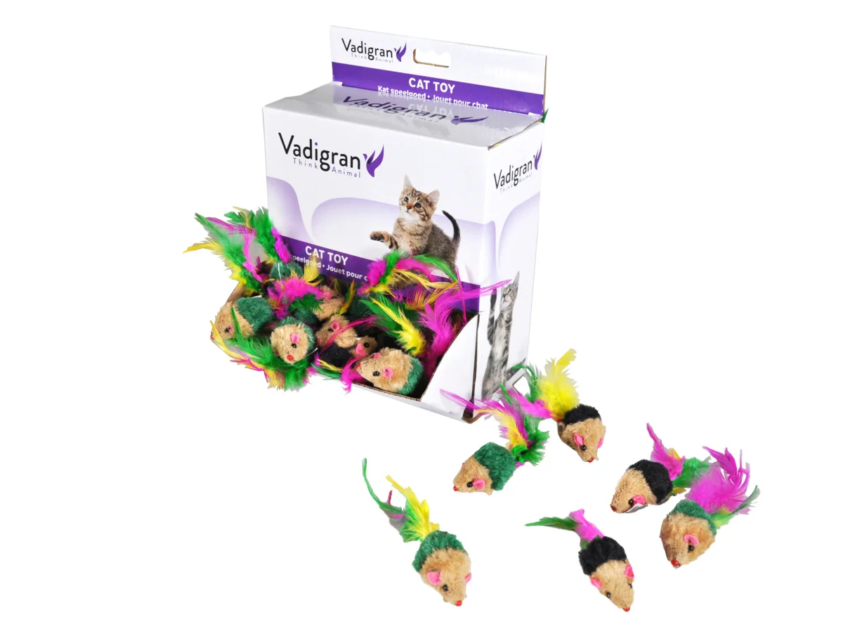 Vadigran Pluche Muis Kat speelgoed - Veelkleurig