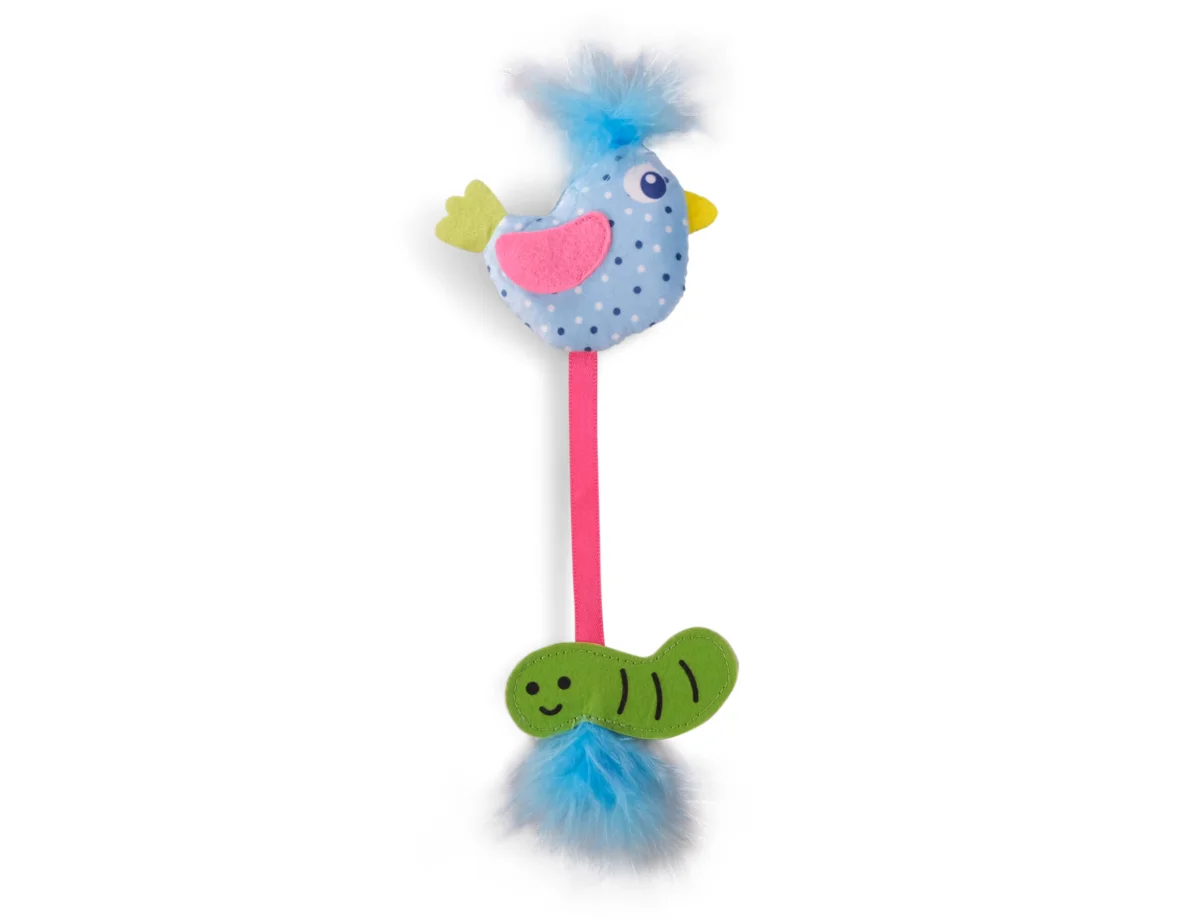 Vadigran Bowi Vogel met Worm Kattenspeelgoed - Veelkleurig