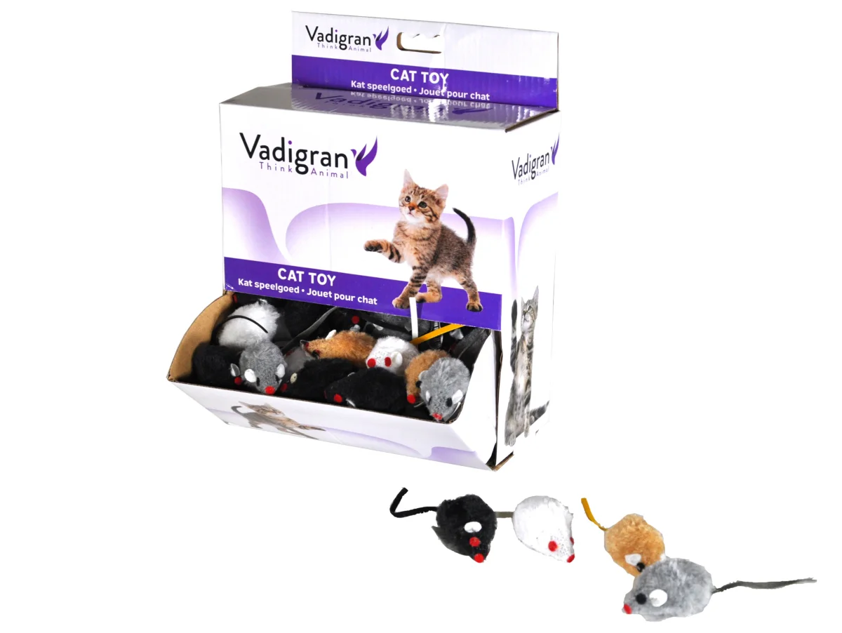 Vadigran Speelgoed Kat Muis Kort Haar - Grijs