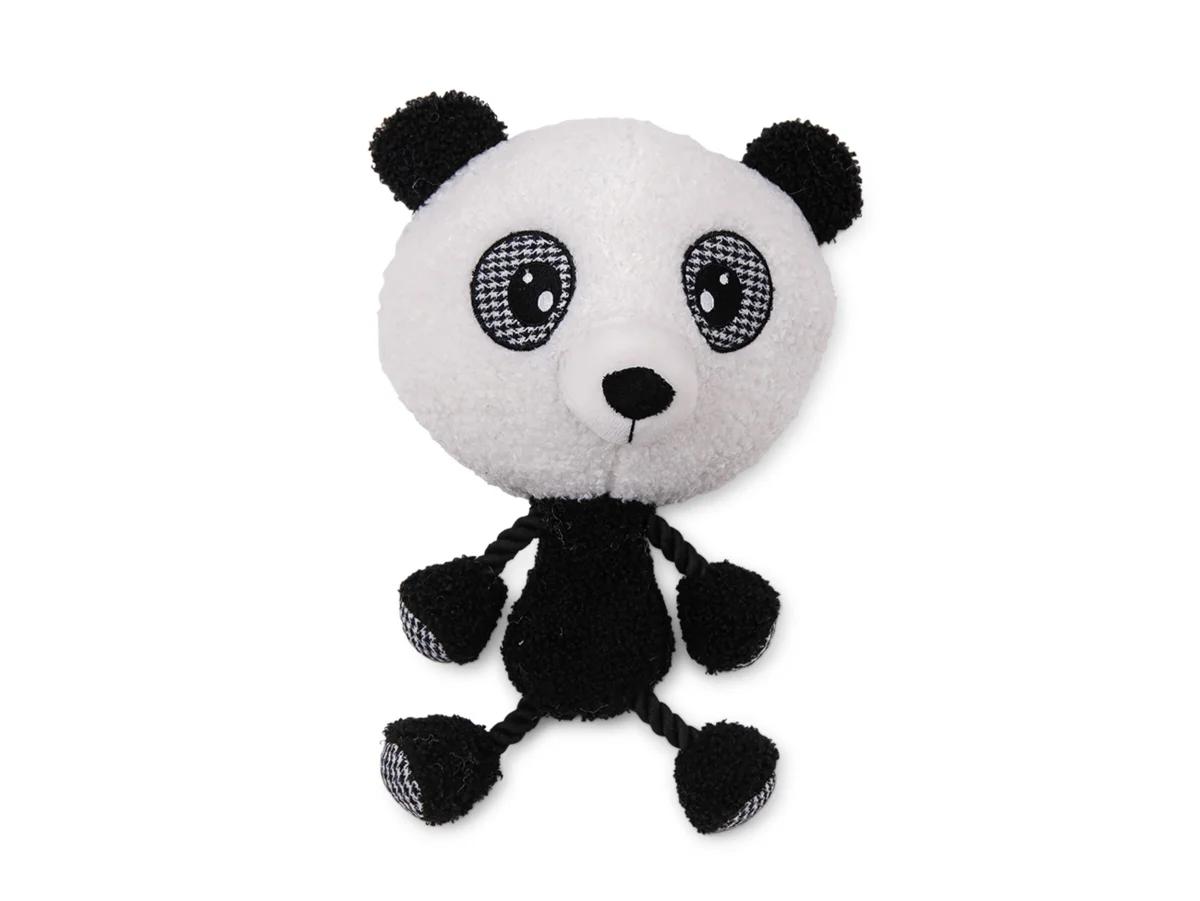 Vadigran Pia Panda Pluche Hondenspeelgoed - Wit - Zwart